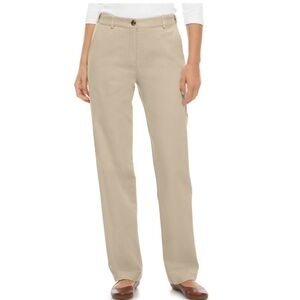LL Bean Bayside Favorite Fit Pants Womens 4 Khaki Beige Wrinkle Resistant NEW
